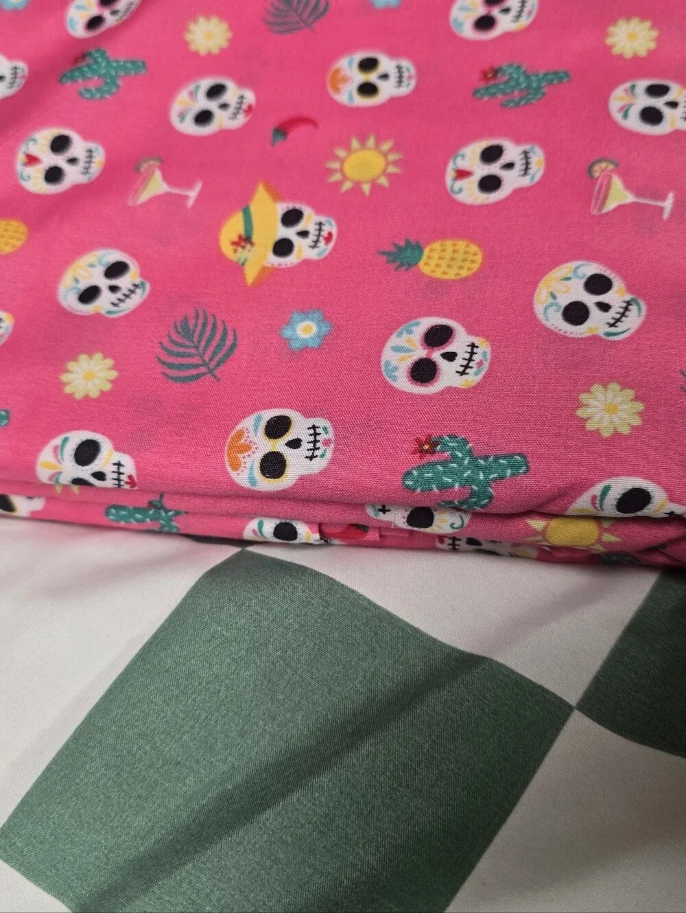 Pink Sugar Skull Print Flat Sheet